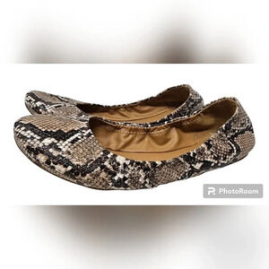 Lucky Brand Erin Ballet Flats Snakeskin Print Faux Leather Size 9